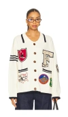 Found York Varsity Patch Jacket In White