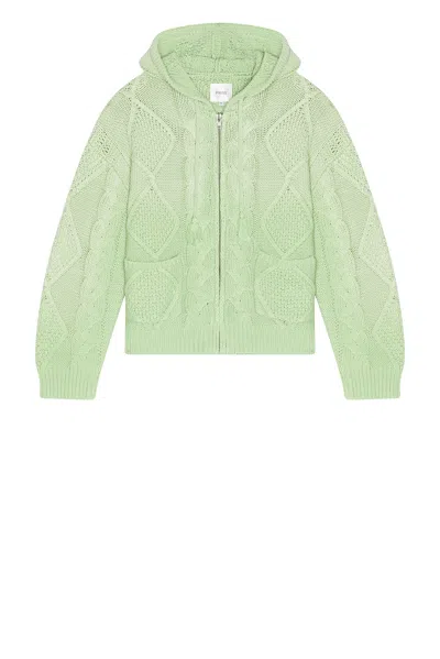 Found Zip Up Cable Knit Hoodie In Green
