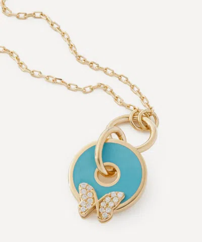 Foundrae 18ct Gold Butterfly Reverie Symbol Disc Pendant Necklace