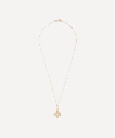 Foundrae 18ct Gold Four Heart Clover Engravable Miniature Pendant Necklace