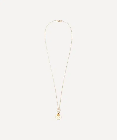 Foundrae 18ct Gold Four Heart Clover Engravable Miniature Pendant Necklace