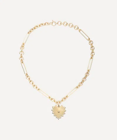 Foundrae 18ct Gold Heart Love Token Mixed Clip Chain Pendant Necklace