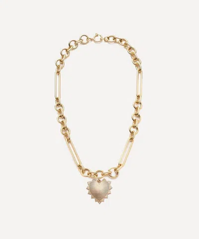 Foundrae 18ct Gold Heart Love Token Oversized Mixed Clip Chain Pendant Necklace