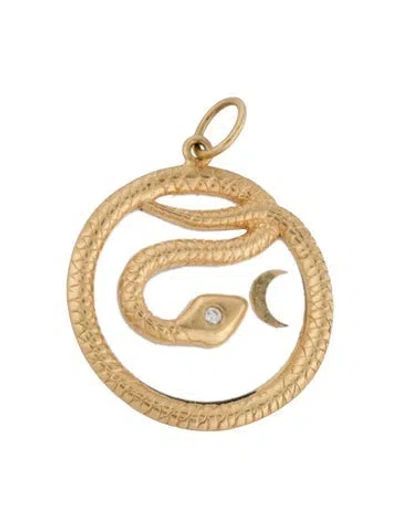 Pre-owned Foundrae 18k Ceramic & Diamond Rejuvenation Snake Pendant In White