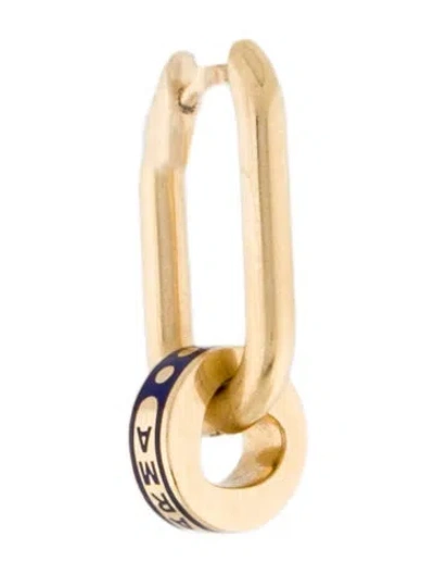 Pre-owned Foundrae 18k Ceramic Karma Single Drop Earring In Blue