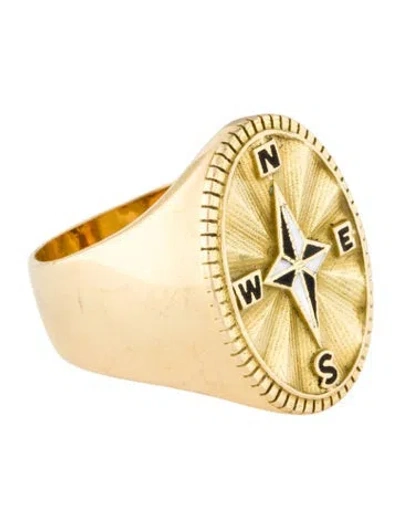 Pre-owned Foundrae 18k Compass Signet Ring In Multi