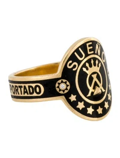Pre-owned Foundrae 18k Diamond & Ceramic Dream Cigar Ring In Multi