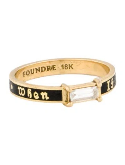 Pre-owned Foundrae 18k Diamond & Enamel "if Not Now Then When" Ring In Black