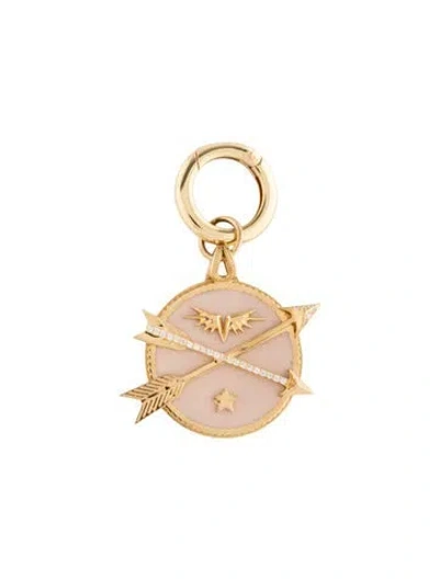 Pre-owned Foundrae 18k Diamond & Enamel Passion Medallion In Pink