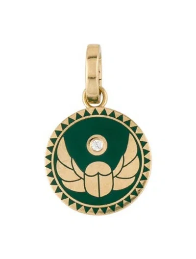 Pre-owned Foundrae 18k Diamond & Enamel Protection Medallion In Multi