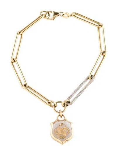 Pre-owned Foundrae 18k Diamond & Quartz Snake Wholeness Charm Bracelet, 7" In Multi