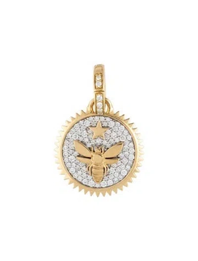 Pre-owned Foundrae 18k Diamond Bee 'community' Medallion, 1" In Multicolor
