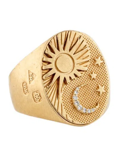Pre-owned Foundrae 18k Diamond Big Daddy Balance Signet Ring In Multicolor