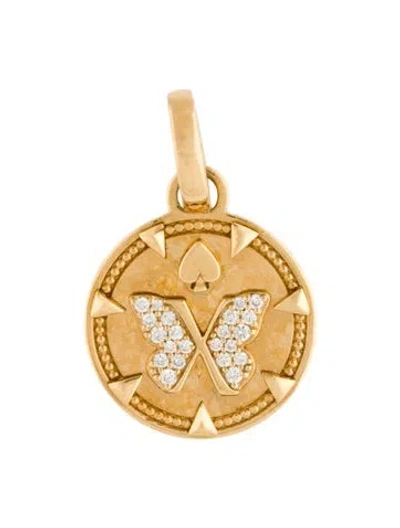 Pre-owned Foundrae 18k Diamond Butterfly Baby Medallion, 0.75" In Multicolor