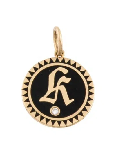 Pre-owned Foundrae 18k Diamond Ceramic "k " Pendant, 0.75" In Multi