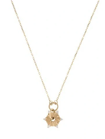 Pre-owned Foundrae 18k Diamond Element Disk Necklace, 18" In Multi