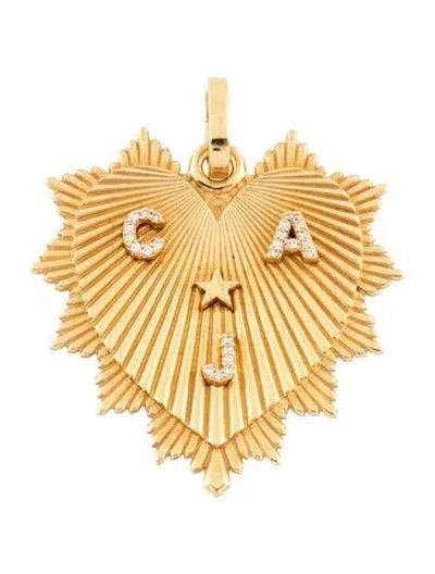 Pre-owned Foundrae 18k Diamond Heart Pendant In Multicolor