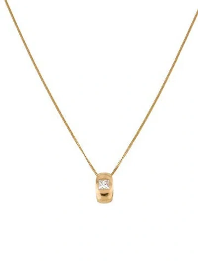 Pre-owned Foundrae 18k Diamond Heart Slide Pendant Necklace, 16.25" In Multi