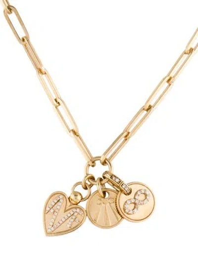 Pre-owned Foundrae 18k Diamond Infinty ,mind Body Soul & Amate Beloved Charm Pendant Necklace, 16" In Multi