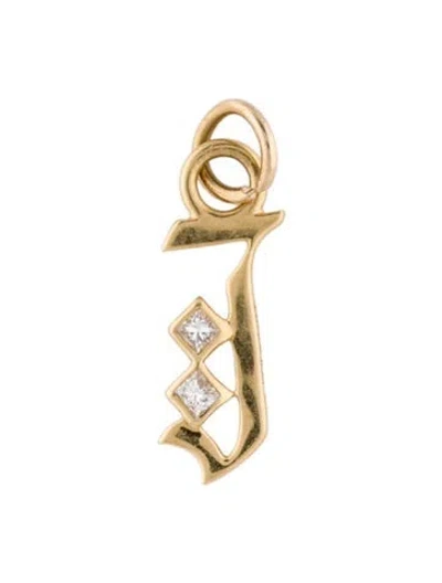 Pre-owned Foundrae 18k Diamond Initial 'j' Charm In Multi