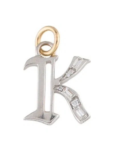 Pre-owned Foundrae 18k Diamond Initial 'k' Charm, 0.75" In Multi