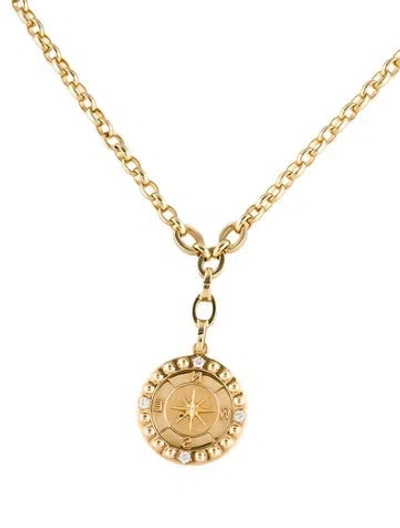 Pre-owned Foundrae 18k Diamond Internal Compass Large Medallion Pendant Necklace, 18" In Multi