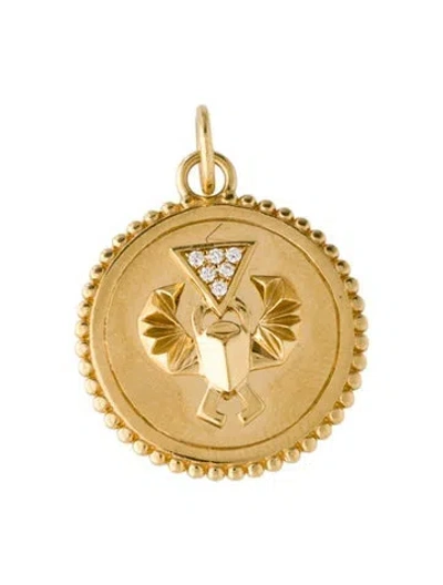 Pre-owned Foundrae 18k Diamond Medium 'protection' Medallion Pendant, 1" In Multi