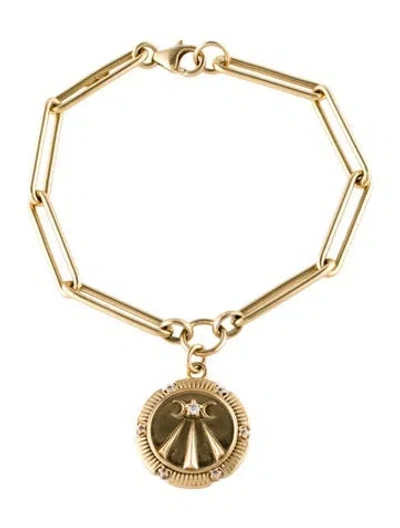 Pre-owned Foundrae 18k Diamond Mind, Body ,soul Wholeness Charm Bracelet, 6.25" In Multi