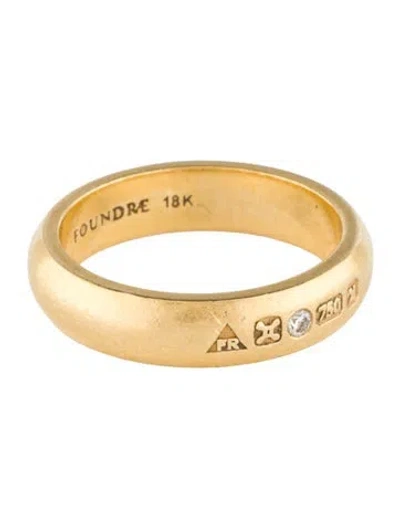 Pre-owned Foundrae 18k Diamond 'omne Bonum' Engraved Band In Multicolor