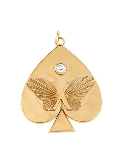Pre-owned Foundrae 18k Diamond Oversized Spade Reverie Pendant In Multicolor