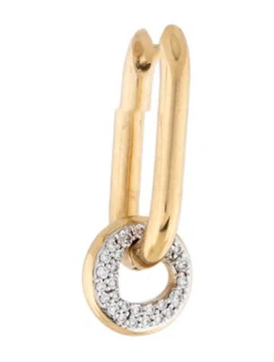 Pre-owned Foundrae 18k Diamond Pavé Side Heart Beat Single Drop Earring In Multicolor
