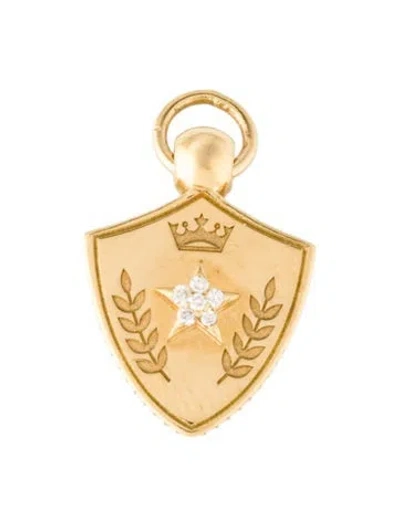 Pre-owned Foundrae 18k Diamond Per Aspera Ad Astra Mini Crest Pendant In Multicolor