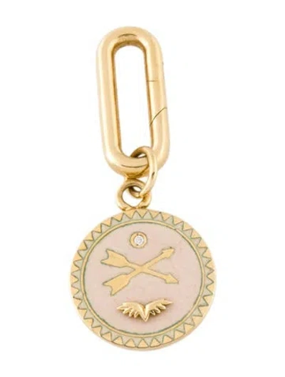 Pre-owned Foundrae 18k Diamond Petite Passion Medallion W/ Clasping Link, 1.5" In Pink