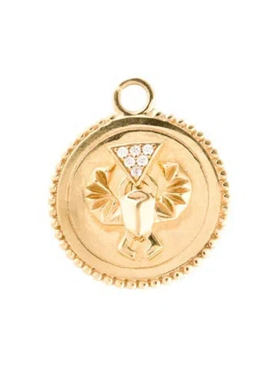 Pre-owned Foundrae 18k Diamond Protection Baby Medallion Pendant In Multi