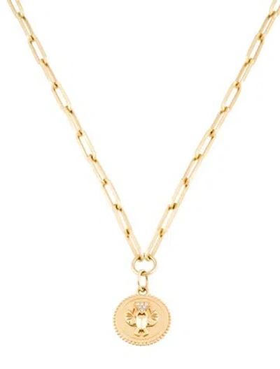 Pre-owned Foundrae 18k Diamond Protection Medallion Necklace, 17.5" In Multicolor