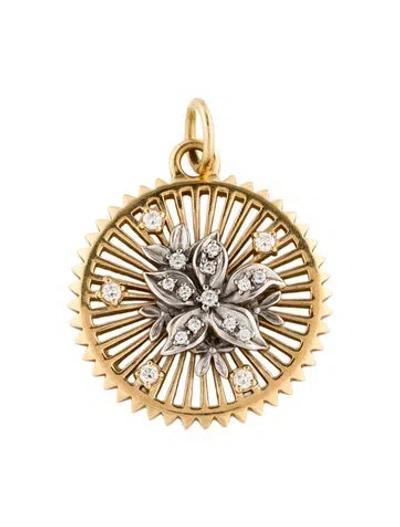 Pre-owned Foundrae 18k Diamond Resilience Medium Medallion, 1" In Multi