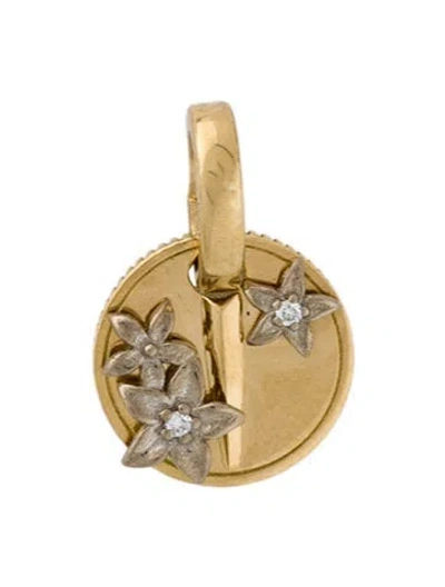Pre-owned Foundrae 18k Diamond Resilience Mini Coin Charm, 0.75" In Multi