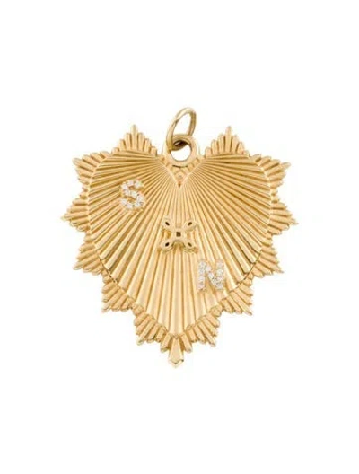 Pre-owned Foundrae 18k Diamond 's' & 'n' Heart Token Medallion In Multi