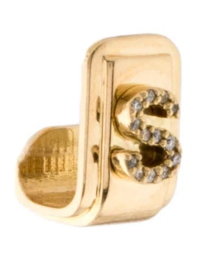 Pre-owned Foundrae 18k Diamond 's' Initial Single Huggie Earring In Multi
