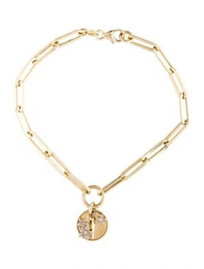 Pre-owned Foundrae 18k Diamond Small Resilience Disk Classic Fob Clip Chain Bracelet, 6.75" In Multi