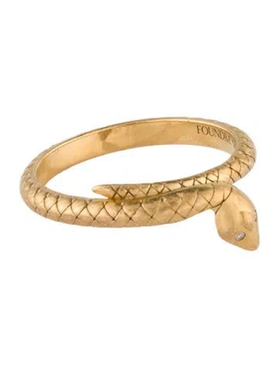 Pre-owned Foundrae 18k Diamond Snake Bookend Band In Multi