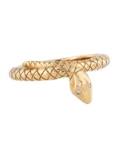 Pre-owned Foundrae 18k Diamond Snake Bookend Band Ring In Multicolor