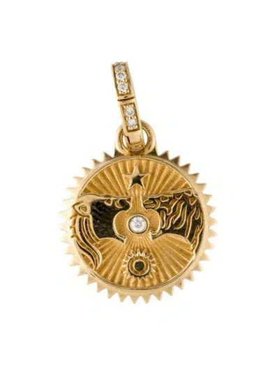Pre-owned Foundrae 18k Diamond Solar & Lunar Baby Medallion, 1" In Multicolor