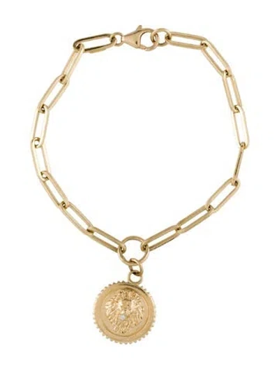 Pre-owned Foundrae 18k Diamond Strength Baby Medallion Charm Bracelet, 6.5" In Multicolor