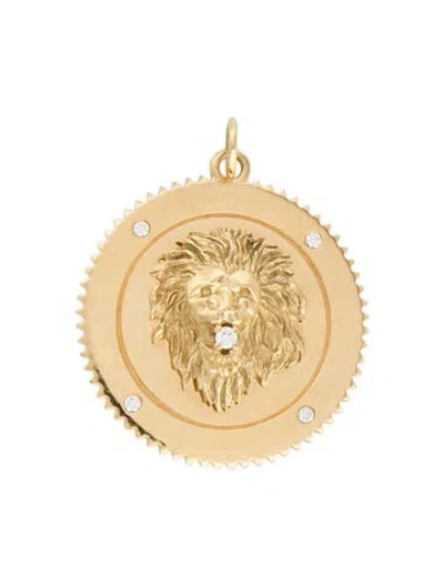 Pre-owned Foundrae 18k Diamond Strength Large Lion Medallion In Multicolor