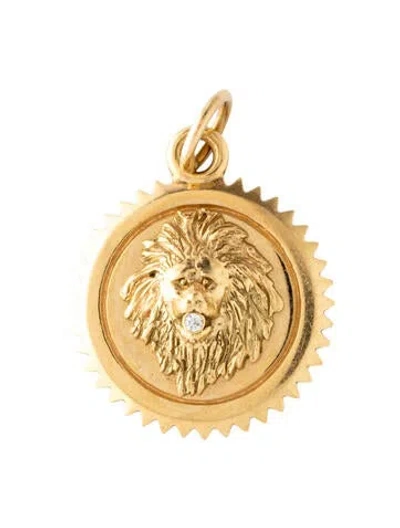 Pre-owned Foundrae 18k Diamond Strength Medium Medallion Charm In Multicolor