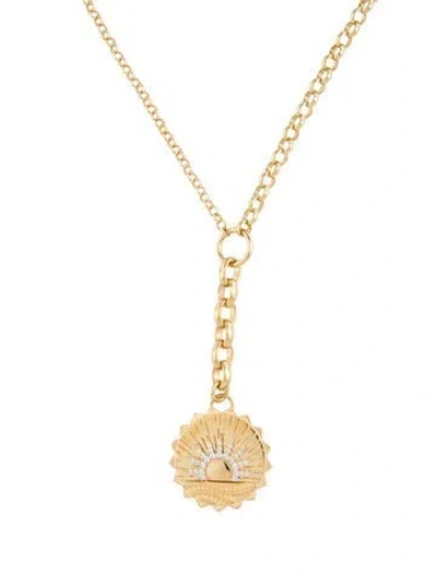 Pre-owned Foundrae 18k Diamond Sunrise Pendant Necklace, 18" In Multicolor