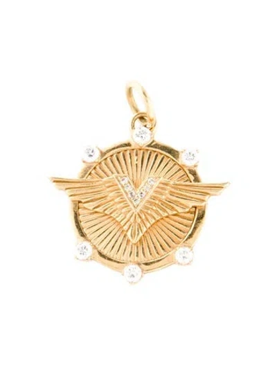 Pre-owned Foundrae 18k Diamond Vivacity Medallion Charm In Multi