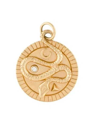 Pre-owned Foundrae 18k Diamond Wholeness Medalion Charm In Multi