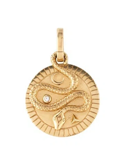 Pre-owned Foundrae 18k Diamond Wholeness Snake Medium Medallion Pendant, 1" In Multicolor